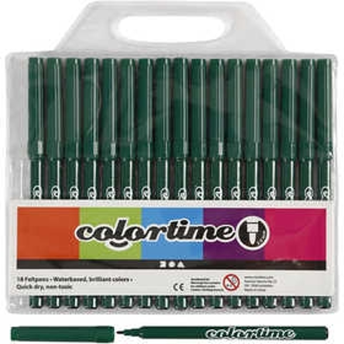 Colortime stift, lijndikte: 2 mm, donkelgroen, 18stuks [HOB-373558]